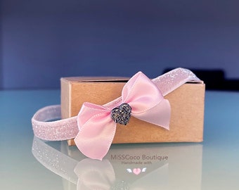 Kawaii cute pink choker with bow "grey heart" velvet bow pink lace choker necklace pink lace choker velvet choker kawaii collar petplay