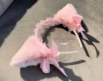 Pink Neko Cat Ears, Cosplay Cat Ears, Kawaii Ears, Cat Neko Ears, Neko Animal Cosplay Ears Headband, Kitten Ears, Kittenplay Ears Headband