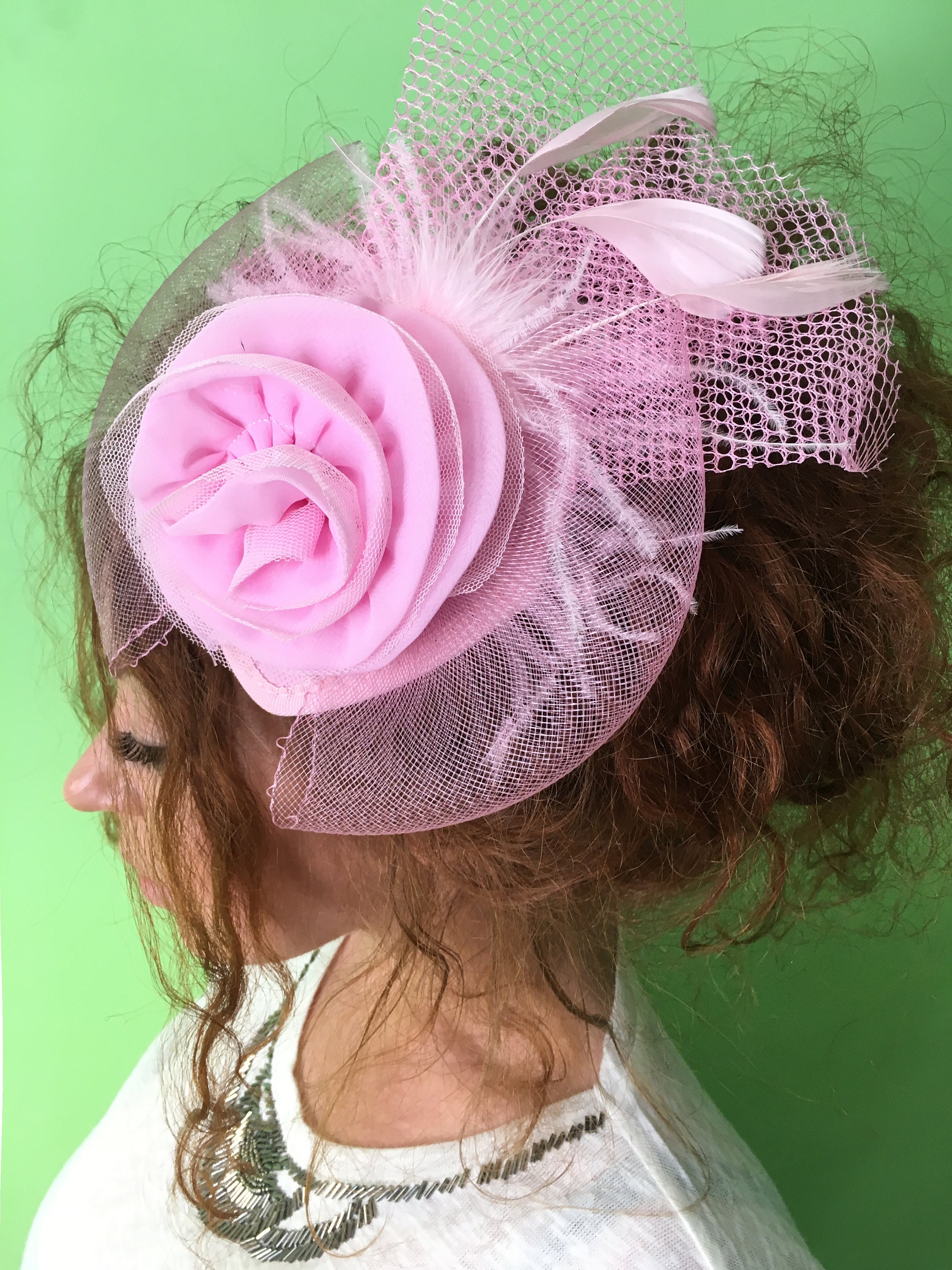 Pink Fascinator Pink Wedding Fascinator Hat Tea Party Hat Etsy
