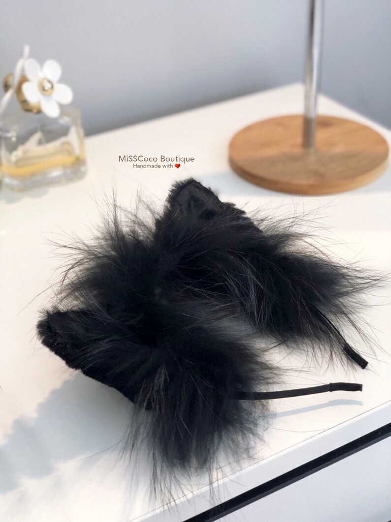 Black Cat Fur Ears Fur Realistic Ears Animal Costume Animal Etsy
