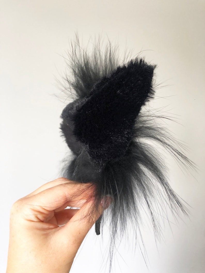 Black Cat Fur Ears Fur Realistic Ears Animal Costume Animal Etsy