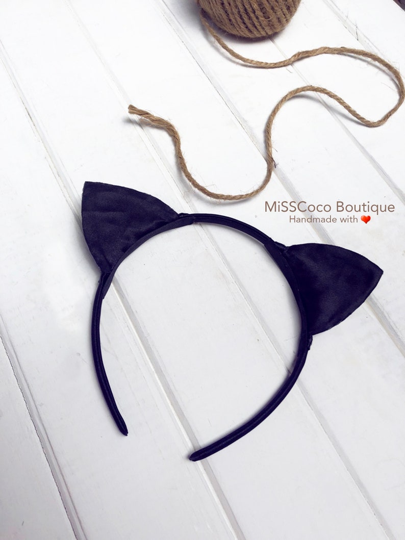 Black Velvet Cat Ears Halloween Ears Cat Headband Kitten Etsy