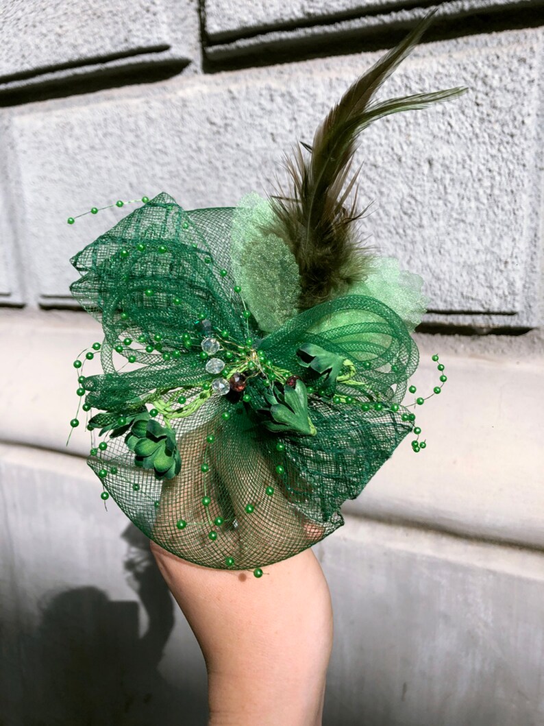 Emerald Green Fascinator Green Wedding Fascinator Hat Mini Etsy