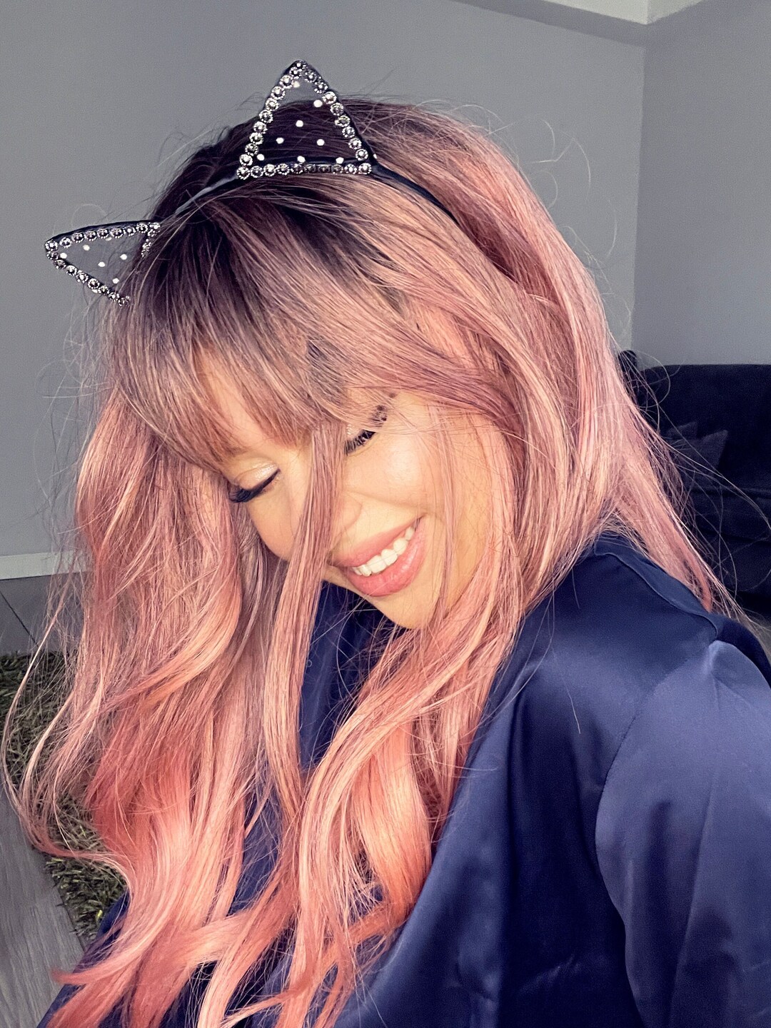 Katzenohren Kitty Headwear Braun Furry Pink Innen Tier Stirnband Kostüm