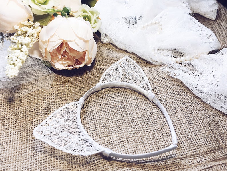 Cat ears Lace Veil White cat ears Cat Ears Ears Headband Etsy