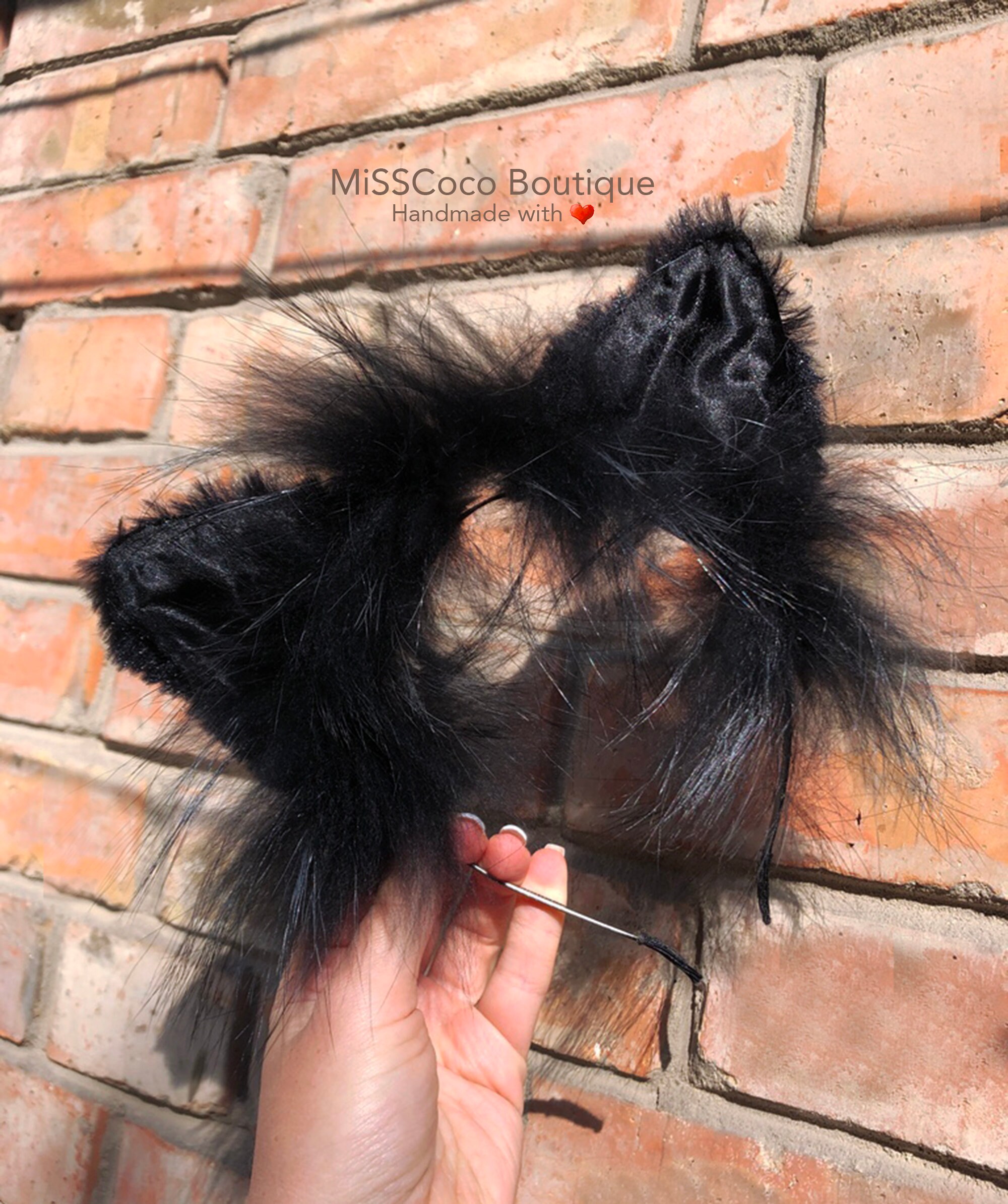 Black Cat Fur Ears Fur Realistic Ears Animal Costume Animal Etsy