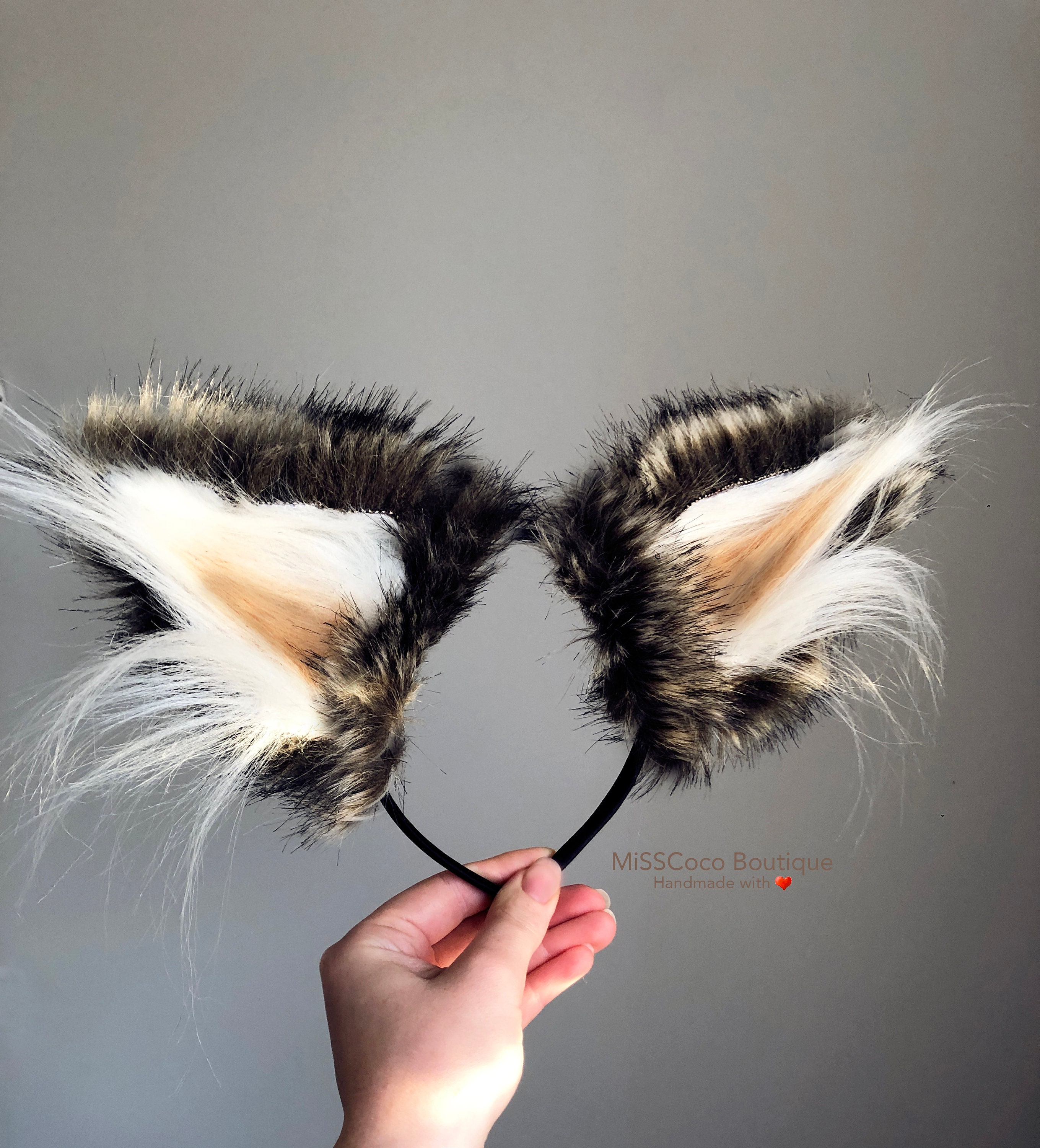 Black Cat Fur Ears Fur Realistic Ears Animal Costume Animal Etsy