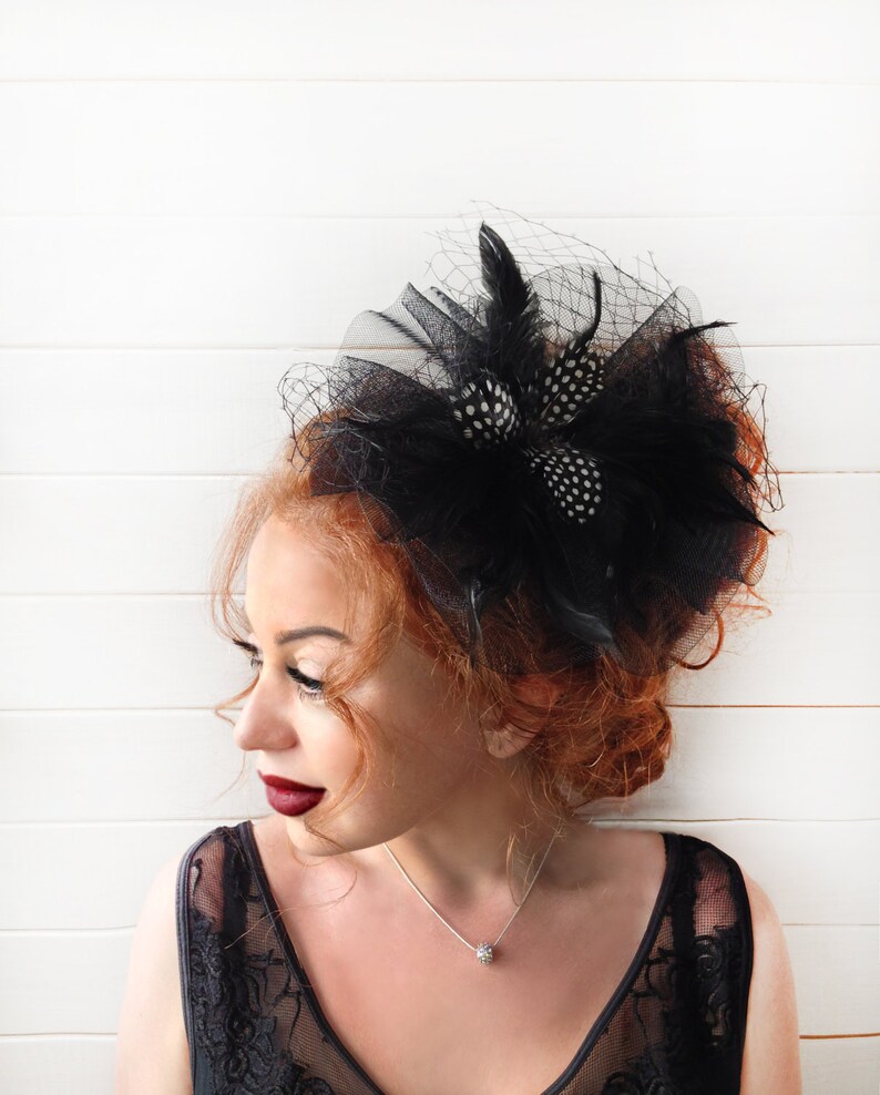 Black Fascinator Black Wedding Fascinator Hat Tea Party Hat Etsy