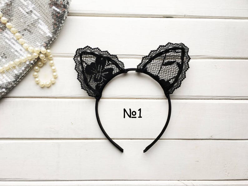 Ariana Grande zwarte kat oren Lace oren oren hoofdband ...