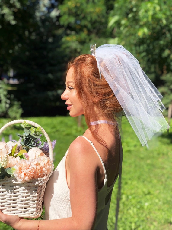 BRIDE VEIL HEADBAND Bachelorette Bridal Veil Bachelorette 