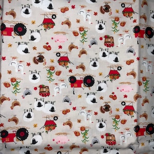Farm summer day’s, sheep duck pig crib sheet,Toddler bed sheet.