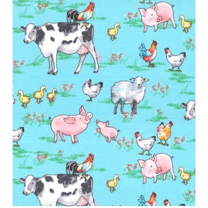 Farm animal pillowcase,childs bedding,bright colors with fun farm animals or crib sheet