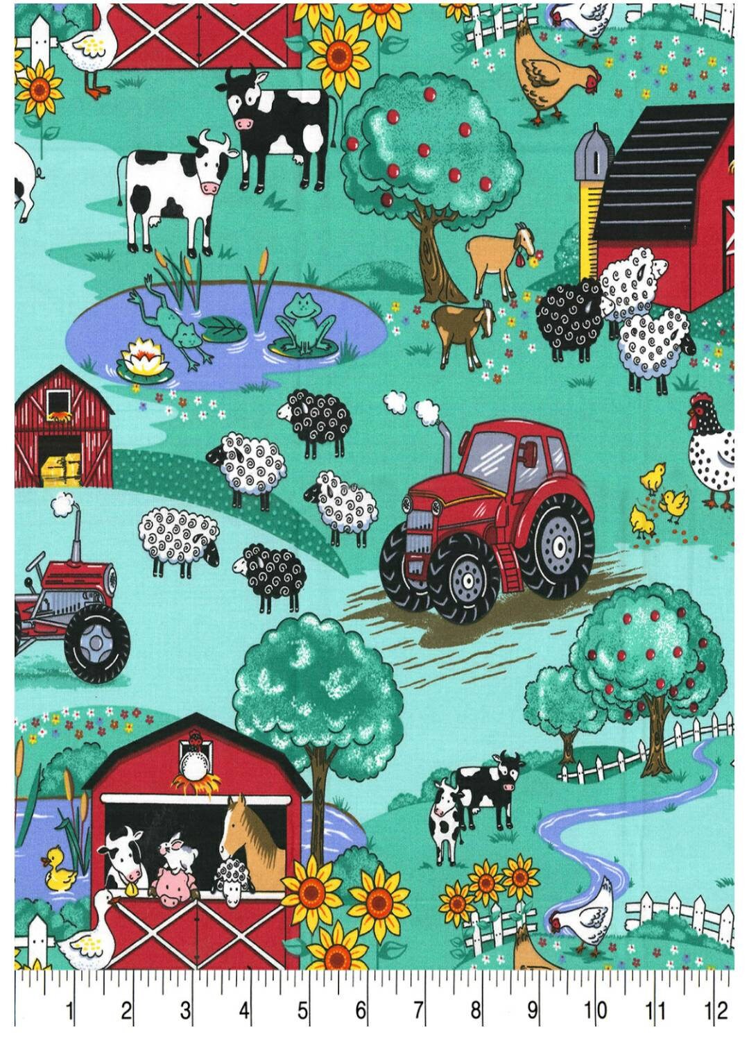 Country Farm Scene Crib Sheet Toddler Fitted Sheet Nursery Bedding ...