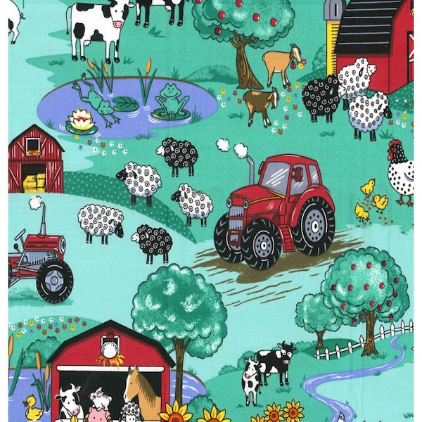 Country farm scene crib sheet Toddler fitted sheet Nursery Bedding ready to ship