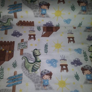 Dragon and boy castle  super flannel snuggle crib sheet Toddler Fitted sheet Nursery bedding