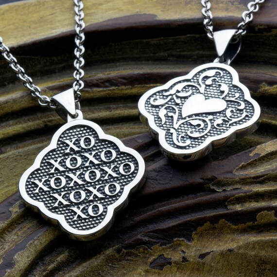 Mother Daughter Pendant xoxo's Two Sided Reversible Necklace with Heart - hugs and kisses Large Size