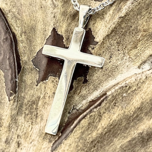 Cross Sterling Cross Necklace Huge Tapered Cross Necklace Pendant in Sterling Silver- Sterling Silver Cross Pendant Large Cross Necklace