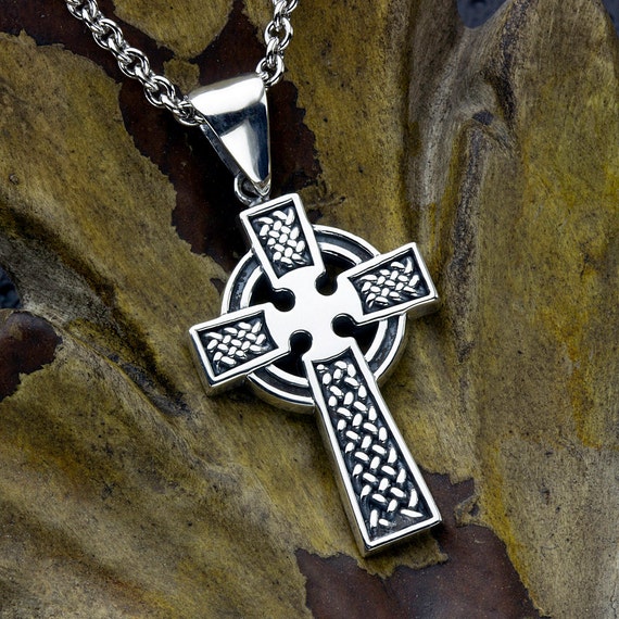 Celtic Cross Christian Pendant Irish Necklace Sterling Silver