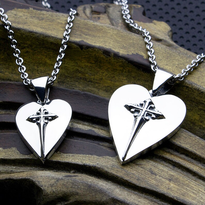 Sterling Silver Christian Jewelry Heart With Cross Necklace Etsy