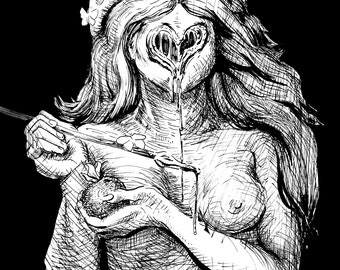 Venus Unframed Pen and ink drawing dark art surrealism