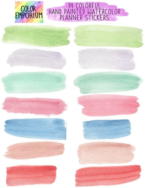 PEGATNAS DGTALES DE ACUARELA Set Para Planfcador Dgtal, Clp Art