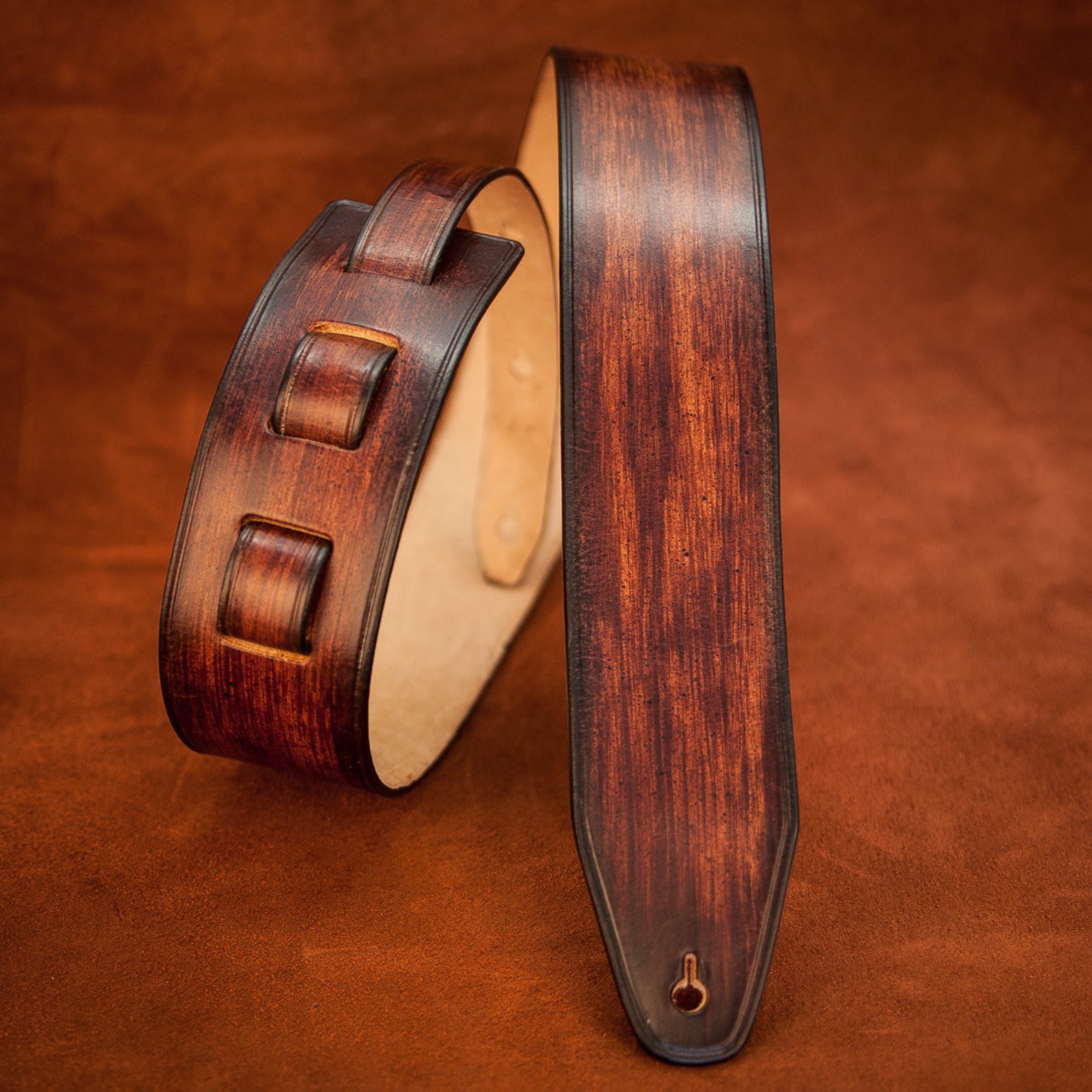 Guitar Strap Dark Brown Leather Guitar Strap Handmde by Etsy