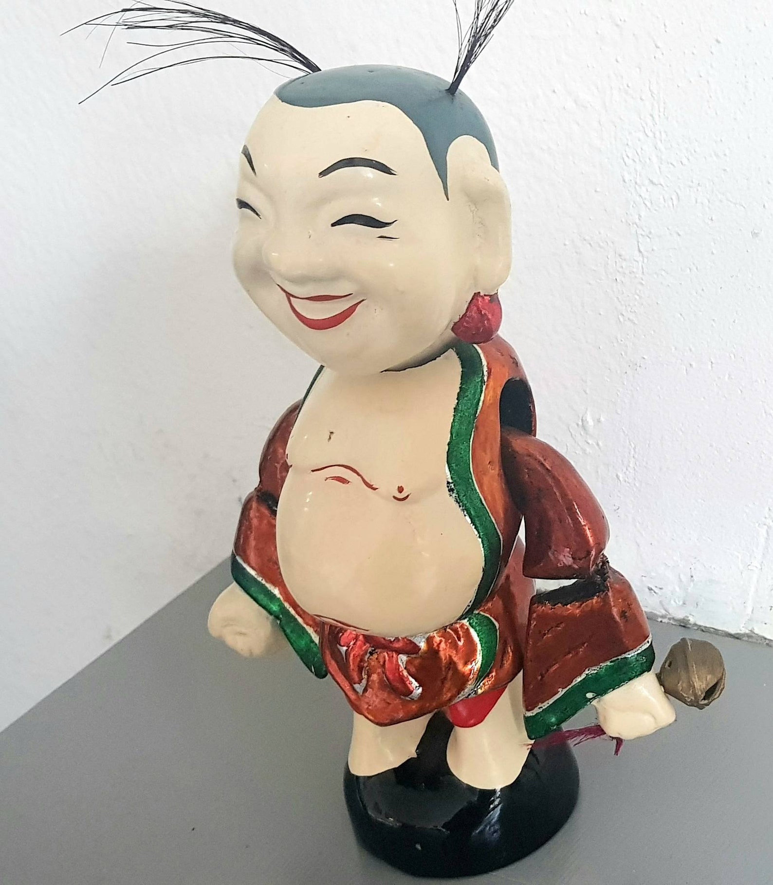 Vintage Asian Wooden Lacquer Tole Puppet / Whimsical String-pull Puppet ...