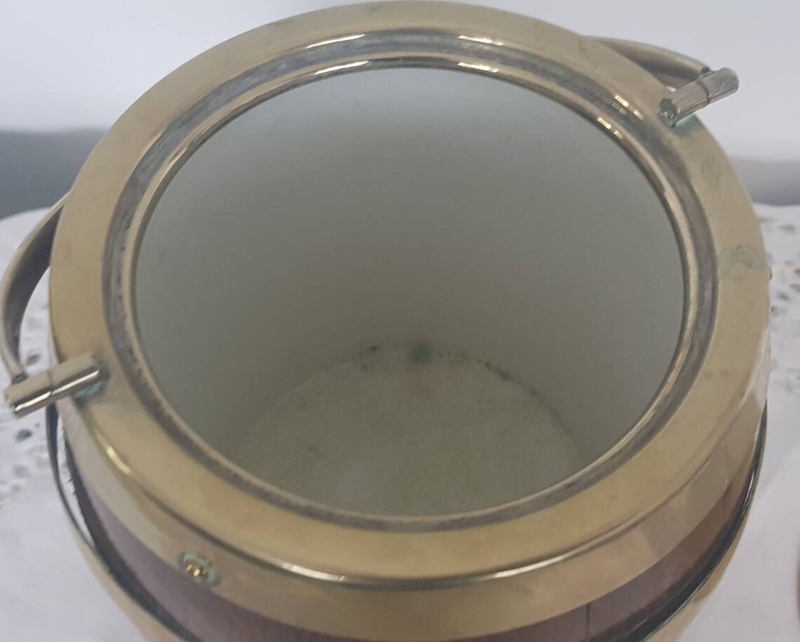 Vintage Biscuit Barrel Wood And EPNS Lid Brass Bands With Etsy