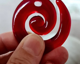 Red glass spiral pendant