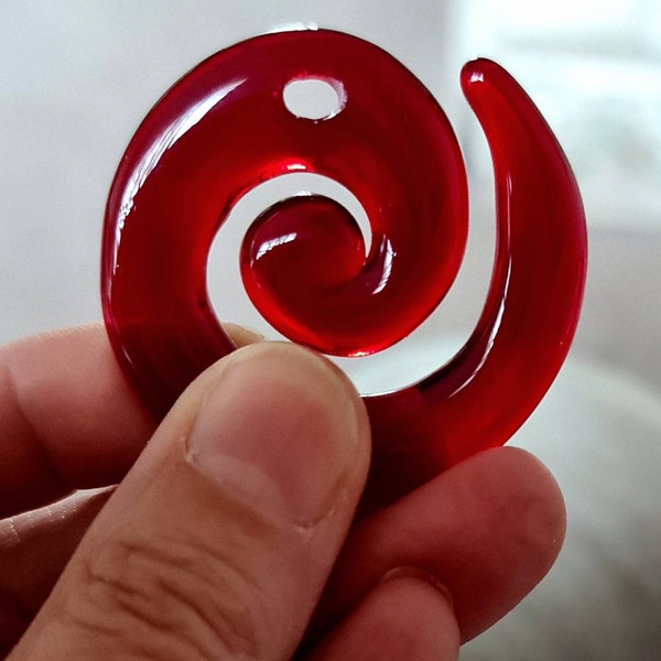 Red glass spiral pendant