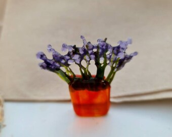 Little fused glass lavender mini plant