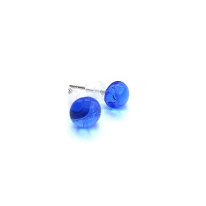 Fused glass blue stud earrings