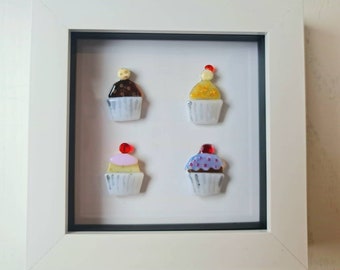 Fusing Glas Cupcakes Bild im Rahmen