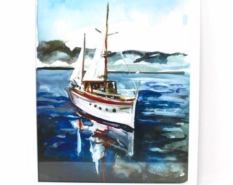 Come Sail Away Art Print- 11x14, Sailboat, Nautical Art, Coastal Artwork, Sky Blue, Sailing