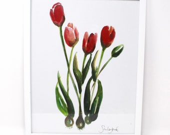 Tulips Art Print, 11x14, Home Decor, Simple Design, Wall Art