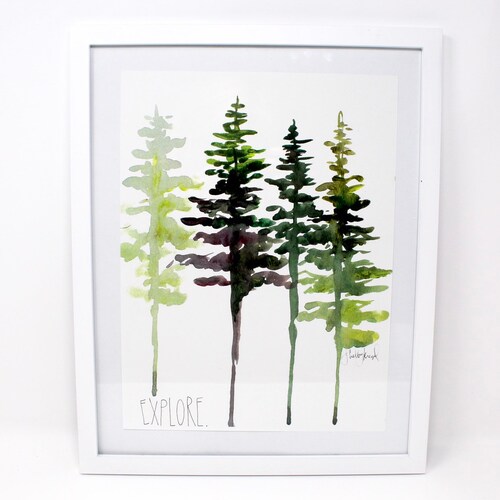 Watercolor Pine Tree Art Print Wall Decor Trees Wall Art Etsy