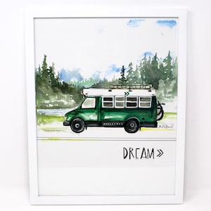 Dream Bus Life Art Print, 11x14in, Adventure Art, Home Decor, Vanlife Artwork