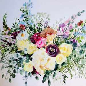Custom Bridal Bouquet Painting, 11x14, Custom Art, Home Decor, Wedding Gift, Floral Art image 9