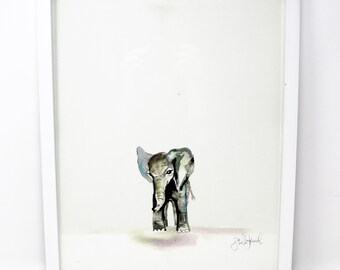 Baby Elephant Art Print 11x14in, Nursery Decor, Wall Art, Baby Animals