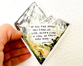 John Muir Dirt Paths Sticker/Decal (3.5inx3.5in) Outdoor Safe, Weather Resistant, Vinyl Sticker