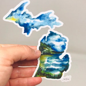 Michigan Lakes Watercolor Sticker/Decal! (3.5inx3.5in) Weather Resistant, Sky Blue Durable Vinyl Sticker- Free shipping!