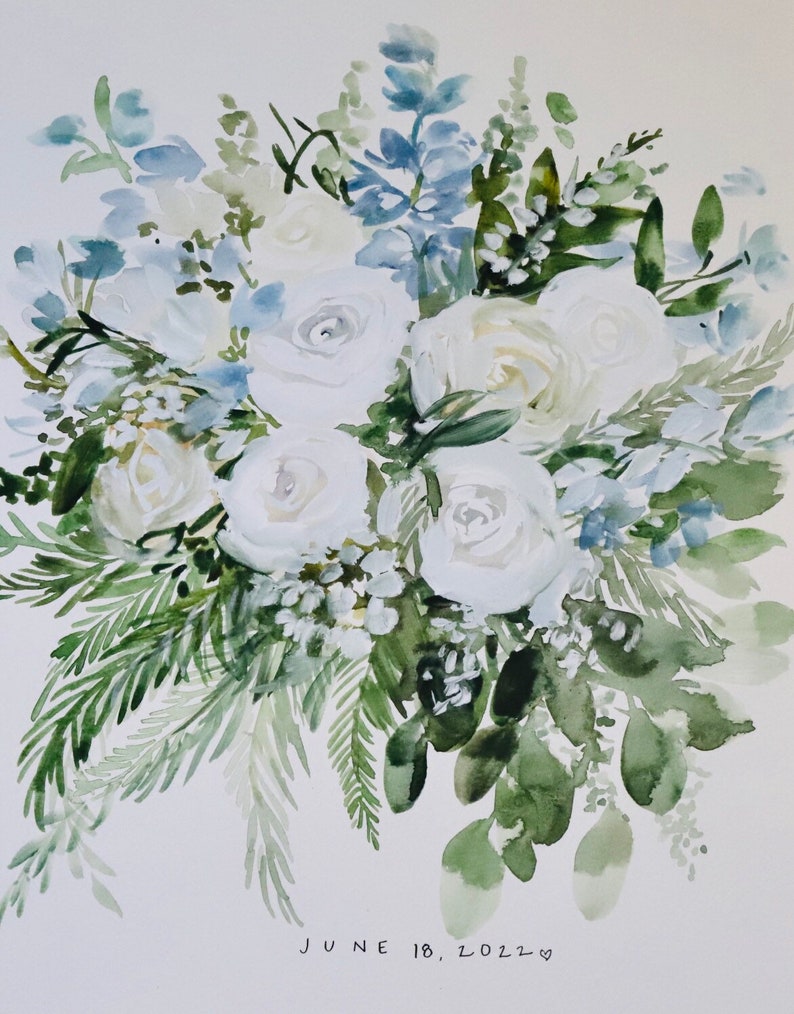 Custom Bridal Bouquet Painting, 11x14, Custom Art, Home Decor, Wedding Gift, Floral Art image 7