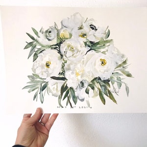 Custom Bridal Bouquet Painting, 11x14, Custom Art, Home Decor, Wedding Gift, Floral Art image 4