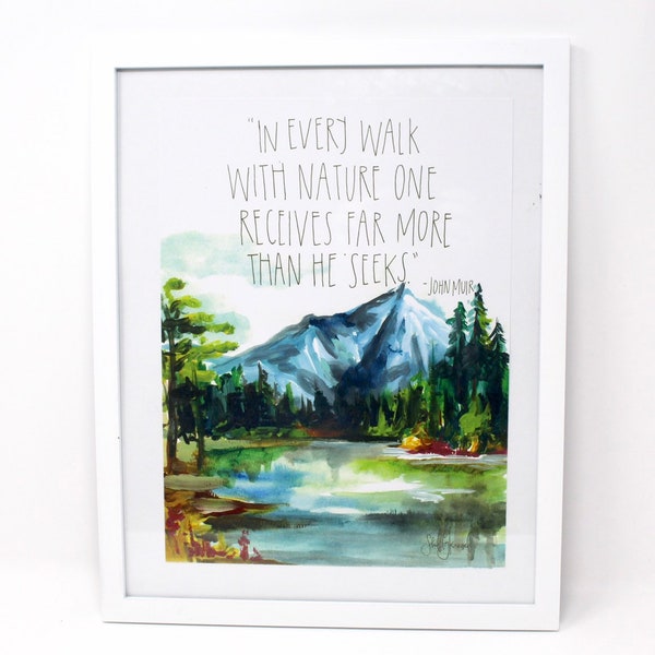 John Muir Art Print 8x10, Adventure Art, Home Decor, Outdoorsy Print, Quote Art