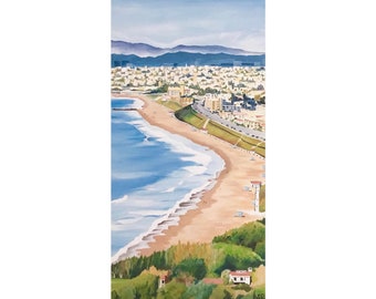 Beach Cities Painting  | Living Room Wall Decor | Seascape Painting | Coastal Landscape Wall Art | Large Wall Art