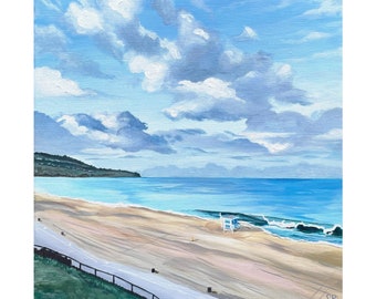 Beach Cloud Painting | Living Room Wall Decor | Seascape Painting | Coastal Landscape Wall Art | Large Wall Art