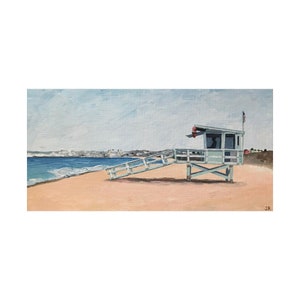 Lifeguard Tower Painting Print | Living Room Wall Decor | Seascape Painting | Coastal Landscape Wall Art | Large Wall Art