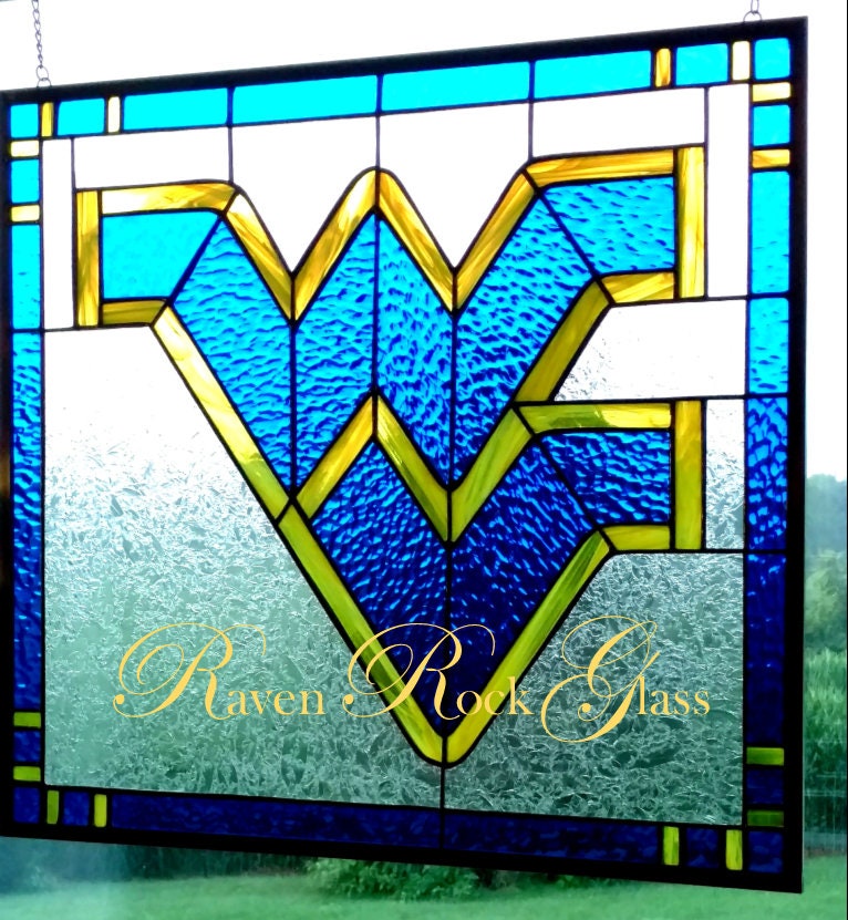 West Virginia WV Stained Glass. 24 Square. Custom Etsy