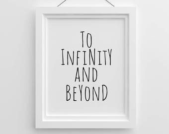 Kids Wall Art, To Infinity And Beyond, Nursery Wall Art, Kids Room Decor, Playroom Sign, Baby Boy Quote Decor Baby Girl, Kids Quotes Signs