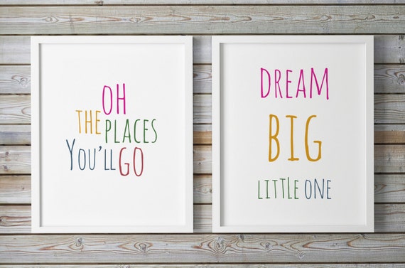 Kindergarten Bedruckbar Kinderzimmer Sprüche Baby Mädchen Kinderzimmer Kunst Kinder Last Minute Geschenk Die Orte Die Sie Gehen Träumen Groß